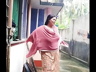 indian milf bathing